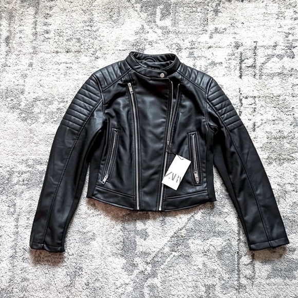 Zara Vegan Leather Moto Jacket - Picture 8 of 11